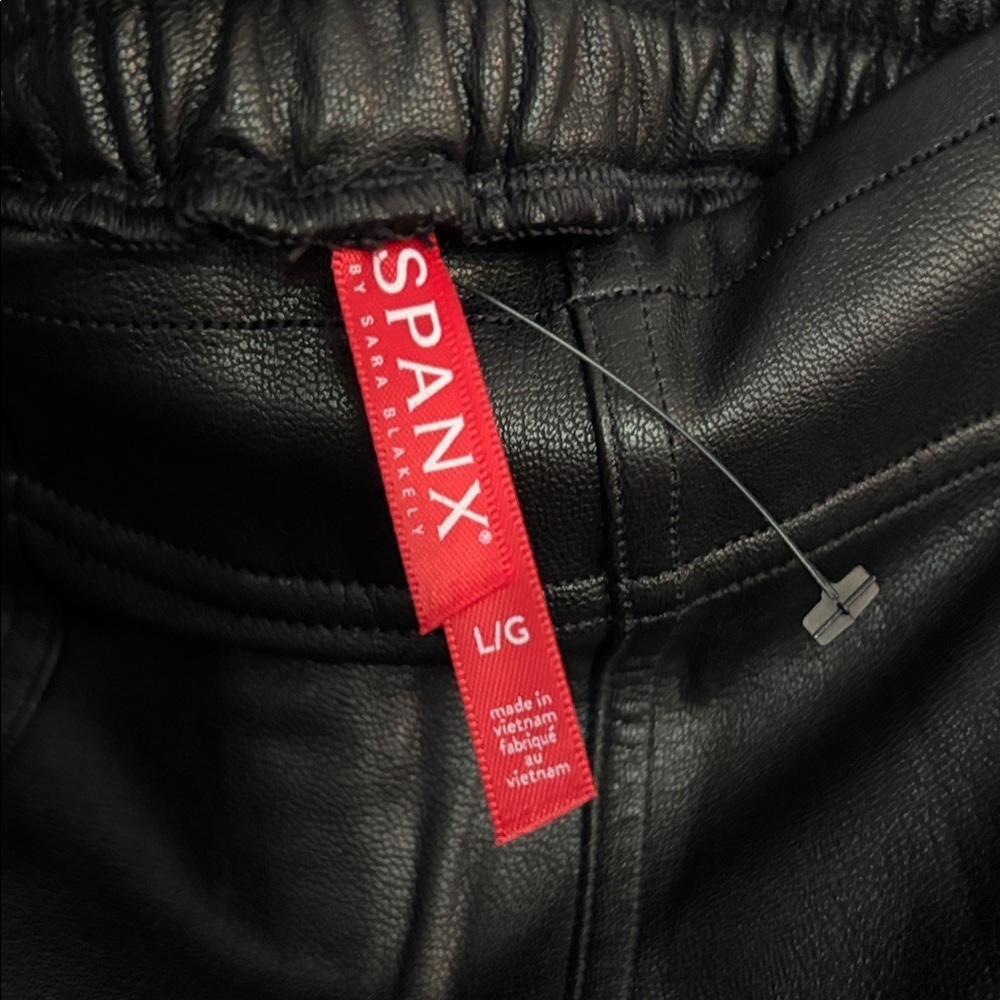 NWT SPANX Faux Leather Black Joggers - Picture 3 of 4